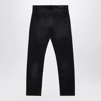 Balmain Black Denim Jeans With Wear Men