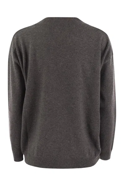 Brunello Cucinelli Women's Cashmere Sweater With Shiny Neckline
