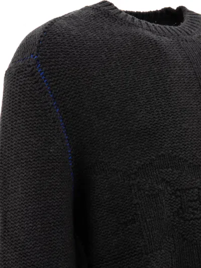 Burberry Crew Neck Cashmere Sweater With Textured Knit