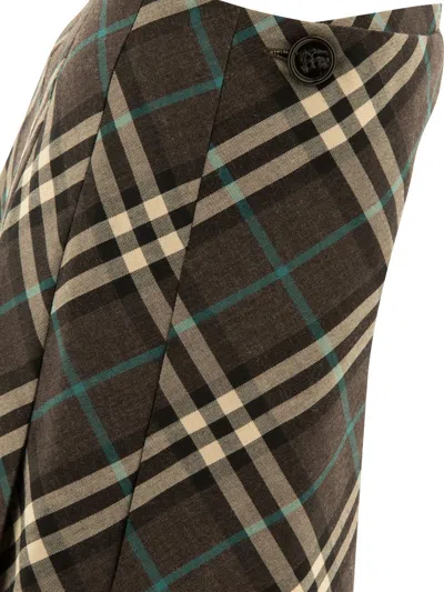 Burberry Check-pattern Wool Skirt