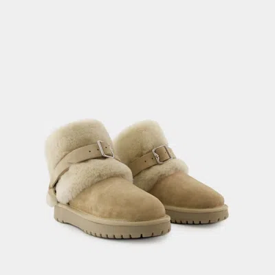 Burberry Embellished Shearling And Suede Boots