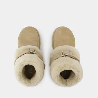 Burberry Embellished Shearling And Suede Boots