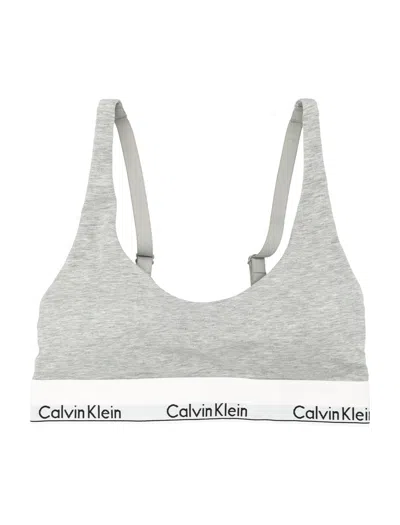 Calvin Klein Gray Cotton Women Bralette In Green