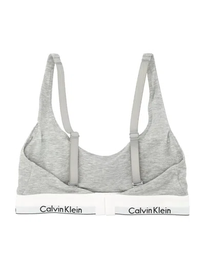 Calvin Klein Gray Cotton Women Bralette In Green