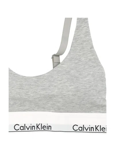 Calvin Klein Gray Cotton Women Bralette In Green