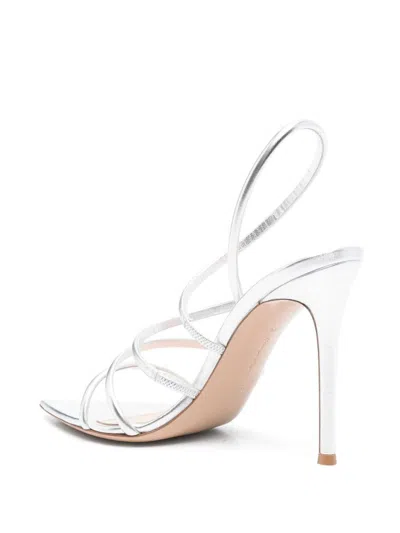 Gianvito Rossi Ettie 105 Stiletto Heel In Silk Silver In Metallic
