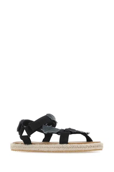 Maison Margiela Textured Fabric Strappy Trek Sandals In Black