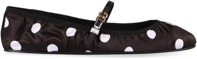 Dolce & Gabbana Odette Polka-dot Satin Ballet Flats