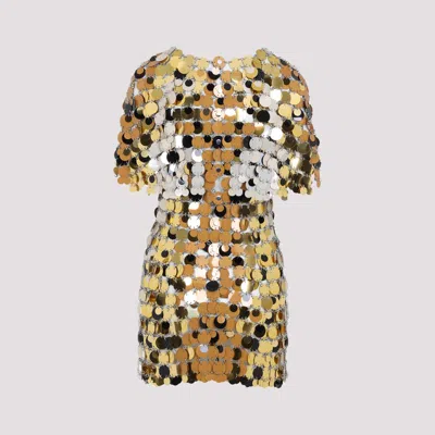 Rabanne Iconic Sparkle Discs Mini Dress In Grey