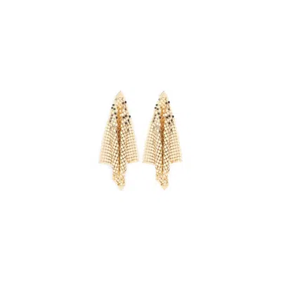 Rabanne Cascading Metallic Mesh Earrings With Triangular Accents In Gold
