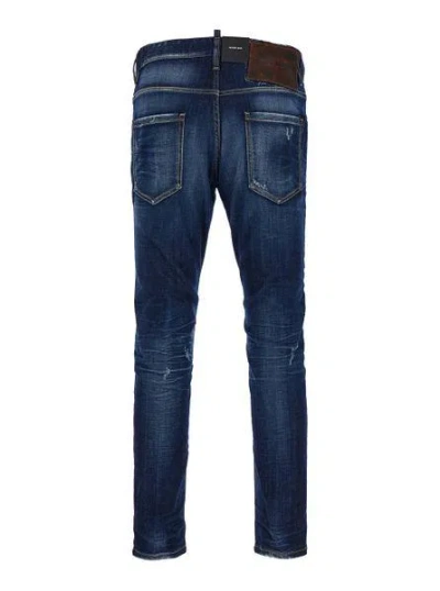 Dsquared2 Blue Jeans With Belt Loops And Logo Patch On The Rear