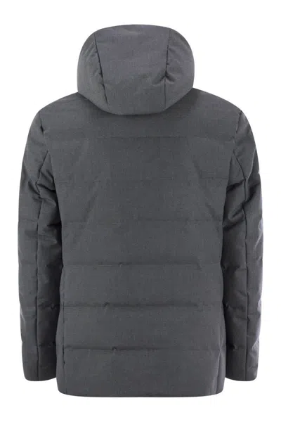 Fay Double-breasted Down Jacket With Hood In Gray