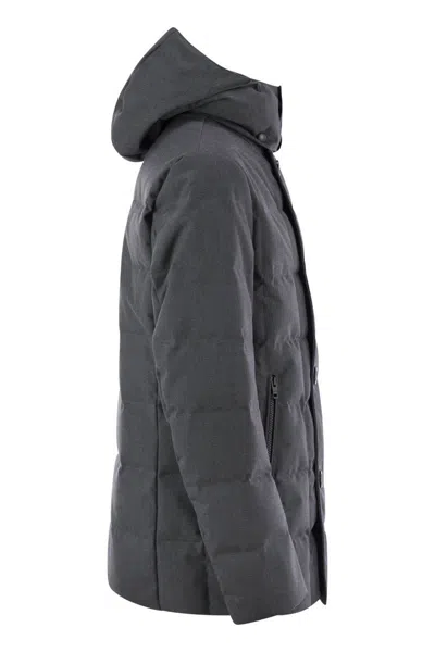 Fay Double-breasted Down Jacket With Hood In Gray