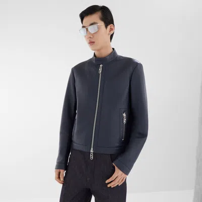 Fendi Logo Zipper Leather Jacket