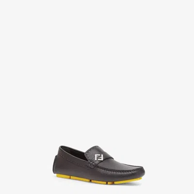 Fendi Ff Squared Leather Loafers