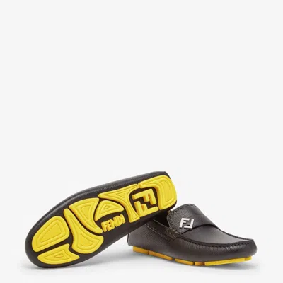 Fendi Ff Squared Leather Loafers