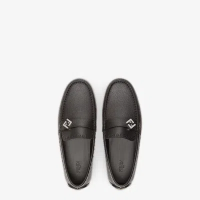 Fendi Ff Squared Leather Loafers