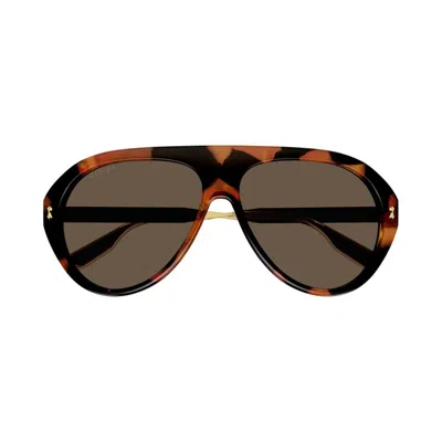 Gucci Eyewear Aviator Frame Sunglasses In Brown