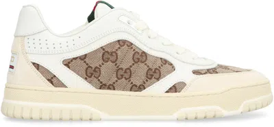 Gucci Re-web Leather And Original Gg Fabric Sneakers