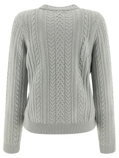 Ines De La Fressange Cable-knit Ribbed Sweater In Gray