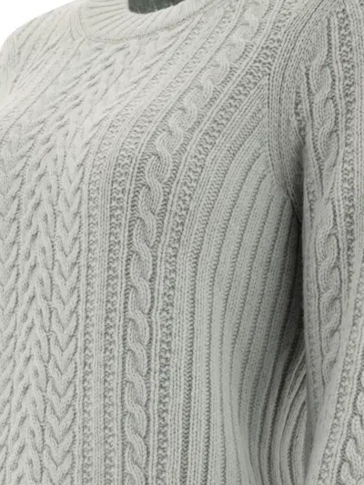 Ines De La Fressange Cable-knit Ribbed Sweater In Gray