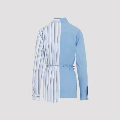 Marni Cotton Shirt With Asymmetric Hem And Striped Pattern