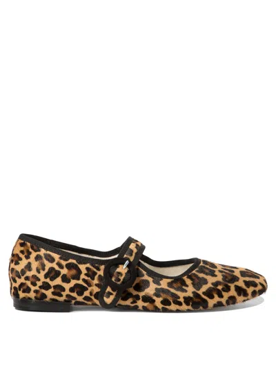 Repetto 'georgia' Brown Ballet Flats With Leaopard Print