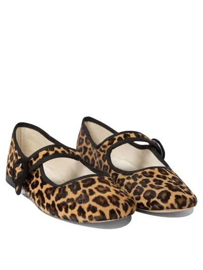 Repetto 'georgia' Brown Ballet Flats With Leaopard Print