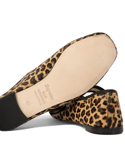 Repetto 'georgia' Brown Ballet Flats With Leaopard Print