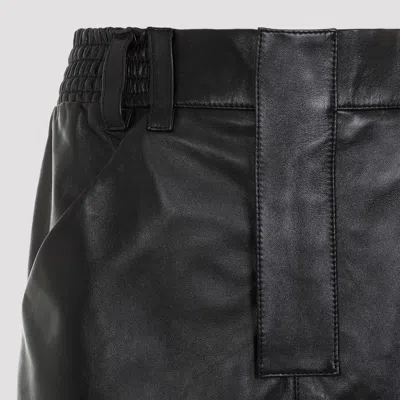 Saint Laurent Black Lamb Leather Midi Skirt