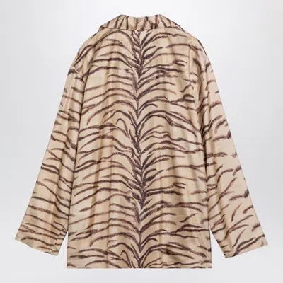 Stella Mccartney Womens Natural Animal-print Long-sleeved Silk Shirt