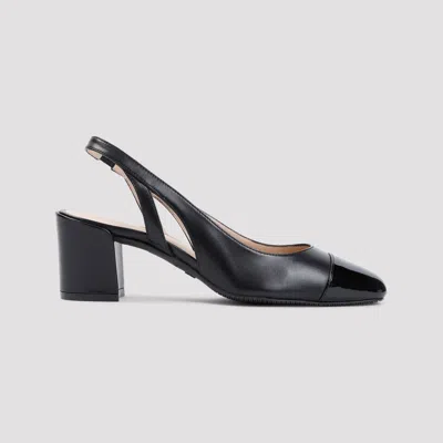 Stuart Weitzman 'sleek' Black Slingback Pumps With Block Heel
