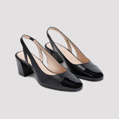 Stuart Weitzman 'sleek' Black Slingback Pumps With Block Heel