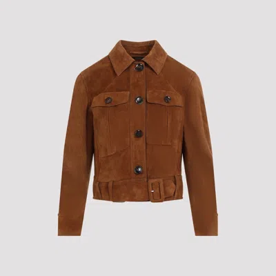 Tom Ford Brown Cropped Leather Jacket