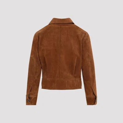 Tom Ford Brown Cropped Leather Jacket