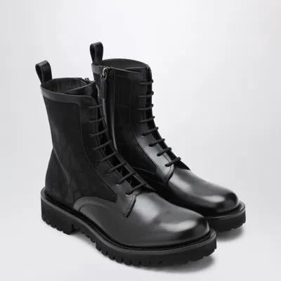Valentino Chunky Sole Combat Boot With Iconographe Calfskin