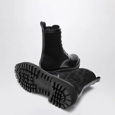 Valentino Chunky Sole Combat Boot With Iconographe Calfskin