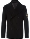 ALEXANDER MCQUEEN embroidered patch peacoat,DRYCLEANONLY
