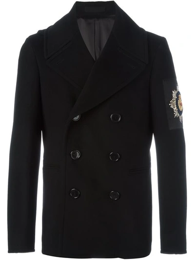 Shop Alexander Mcqueen Embroidered Patch Peacoat