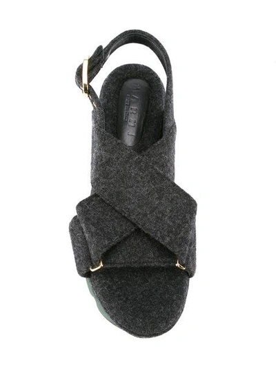 Shop Marni Platform Felt Sandals In Grey