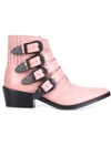 TOGA BUCKLED STRAP ANKLE BOOTS,LEATHER100%