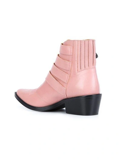 Shop Toga Buckled Strap Ankle Boots In Pink & Purple
