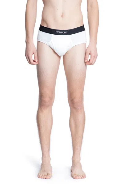 Tom Ford Mens White Branded-waistband Fitted Pack Of Two Stretch-cotton Briefs L In White