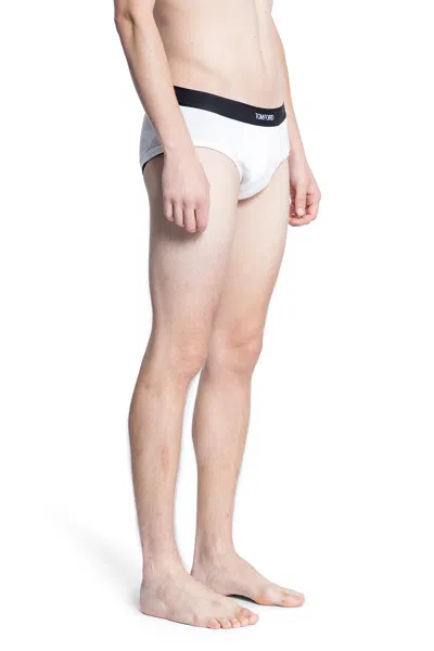 Tom Ford Mens White Branded-waistband Fitted Pack Of Two Stretch-cotton Briefs L In White