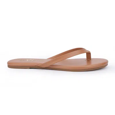 Yosi Samra Rivington Flip Flop In Nude Patent In Brown