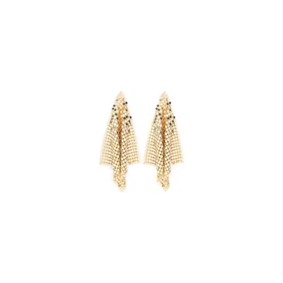 Rabanne Cascading Metallic Mesh Earrings With Triangular Accents In Gold