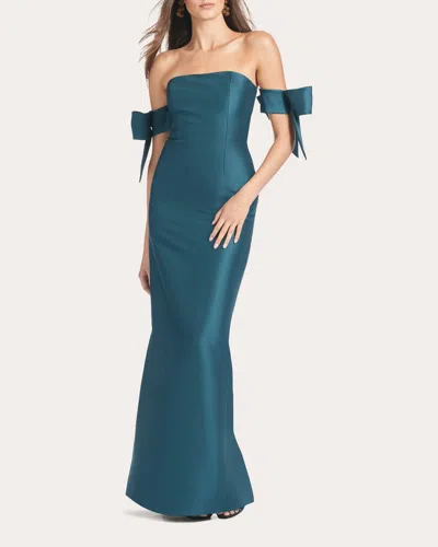 Sachin & Babi Women's Marlena Bow-embellished Stretch-mikado Off-the-shoulder Gown In Green