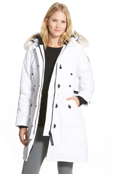 kensington slim fit down parka with genuine coyote fur trim