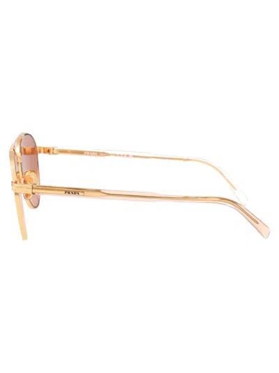 Prada Engraved Logo Pilot-frame Sunglasses In 5ak07v Gold