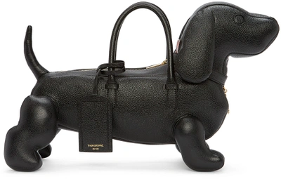 Hector Dog-shaped Pebbled Leather Bag, Black